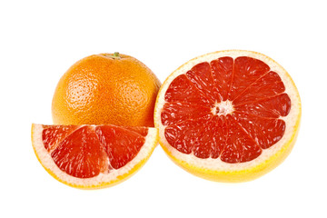 Naklejka na ściany i meble Grapefruit with slices isolated on white background