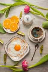 Lovely breakfast among the tulips