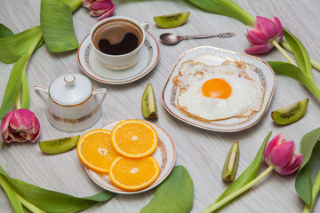 Lovely breakfast among the tulips