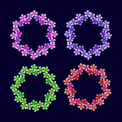 Set of floral frames 4 seasons: spring, summer, autumn, winter