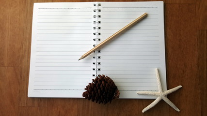 notebook paper with pensil