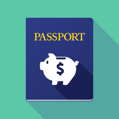 Long shadow passport with a piggy bank