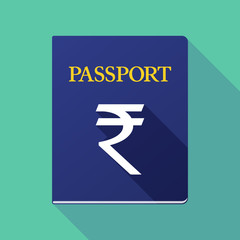 Long shadow passport with a rupee sign