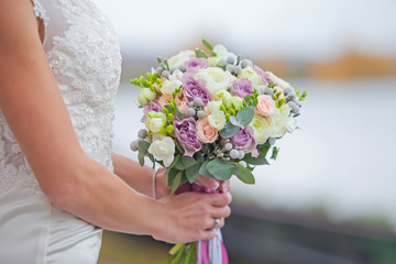 Fototapeta premium Bride with wedding bouket