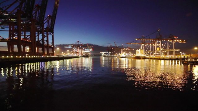 Container terminal in Hamburg harbour, Germany. 