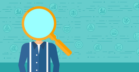 Man with magnifier instead of head.