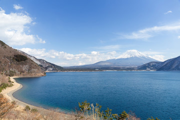 Fototapeta na wymiar Mountain Fuji and Motosu Lake