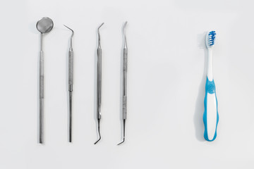Composition of metal medical equipment tools and toothbrush