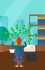 Successful business woman with money.