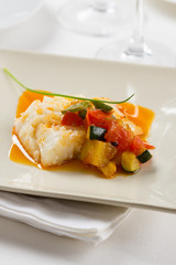 Cod with vegetables and sauce