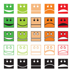 Icon set for designation of assessing level of satisfaction with