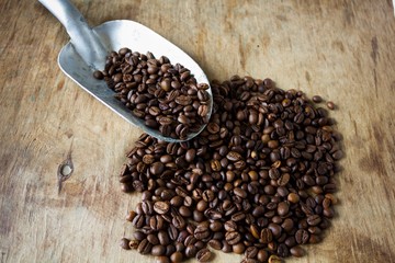 Coffee beans and shovel 