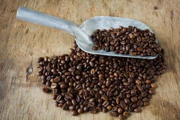 Coffee beans and shovel 