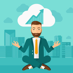Peaceful businessman meditating.
