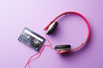 cassette tape and headphones