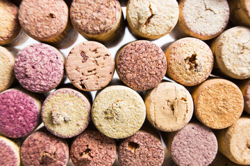 Background of wine bottles corks
