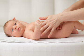 Fototapeta na wymiar Newborn baby massage