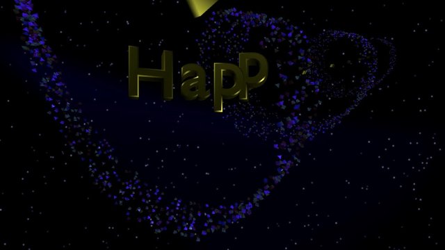 3D: HAPPY BIRTHDAY vor einer blau-glänzenden Weltall-Spirale – Film, Video, Animation
