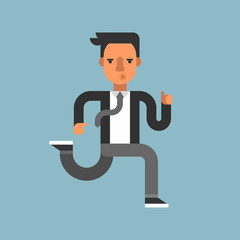 Young Businessman in Suit Running Fast. Isolated. Flat Style Vector Illustration