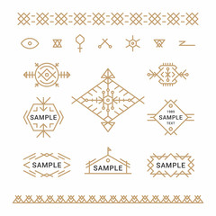 Set of Line Art Decorative Geometric Vector Frames and Borders. Vector Illustration. Vector Design Elements. Vintage Decoration