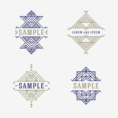 Set of Line Art Decorative Geometric Vector Frames and Borders. Vector Illustration. Vector Design Elements. Vintage Decoration