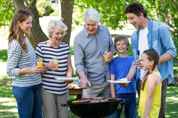 Family having a barbecue