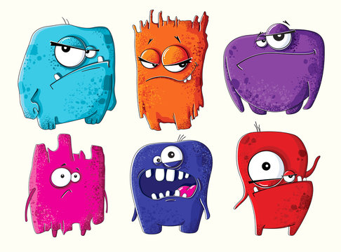 Set of funny cartoon monsters 
