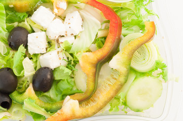 macro of fresh greek salad
