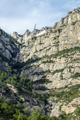 cable car to Santa Maria de Montserrat Abbey in Montserrat mountains