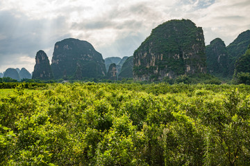 Karst mountains in yangshuo china 