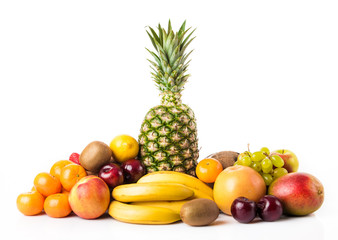 Naklejka na ściany i meble Fruits background.Healthy eating. exotic fruits isolated on whi