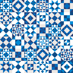 Vector geometric ceramic texture made of blue pieces.