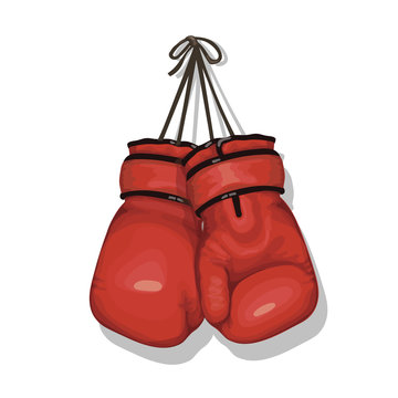 Hanging boxing gloves vector
