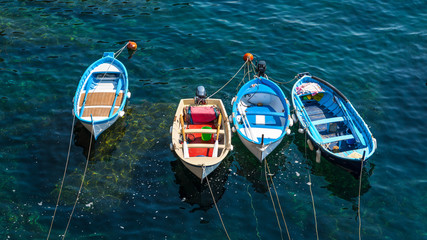 fishing boats inside the harbor of Vernazza, Cinque Terre, Italy