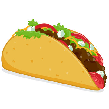Taco on white background. Vector illustration