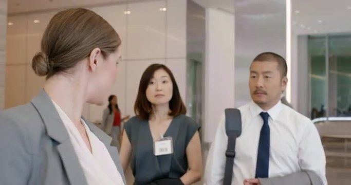 Japanese Business people arriving to meeting