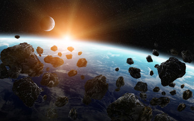 Meteorite impact on a planet in space © sdecoret