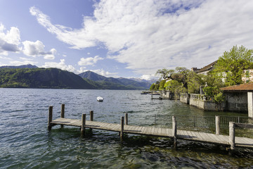 Village of Orta and the Island of San Giulio on Lake Orta, Italy
