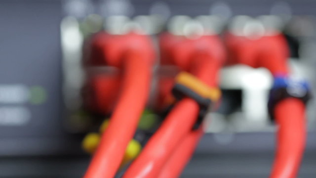 Close-up of ethernet network switch