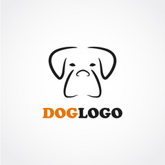 Abstract dog logotype in silhouette line style. Dog shop or clinic logo. Dog stock vector image. - 104949566