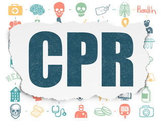 Naklejka premium Healthcare concept: CPR on Torn Paper background