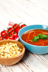 Tomato soup and basil