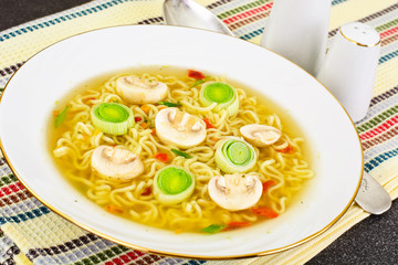 Tasty Mushroom Soup with Chinese Noodles