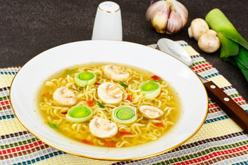 Tasty Mushroom Soup with Chinese Noodles