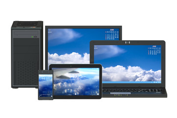 Modern computer, laptop, tablet and smartphone