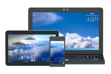 modern laptop, tablet and smartphone