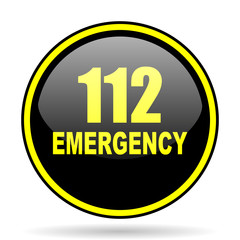 number emergency 112 black and yellow glossy internet icon