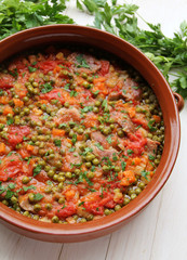 Eat peas with meat