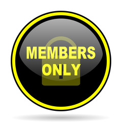 members only black and yellow glossy internet icon