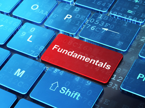 Science concept: Fundamentals on computer keyboard background